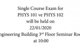 PHYS 101 ve PHYS 102 Single Course Exam