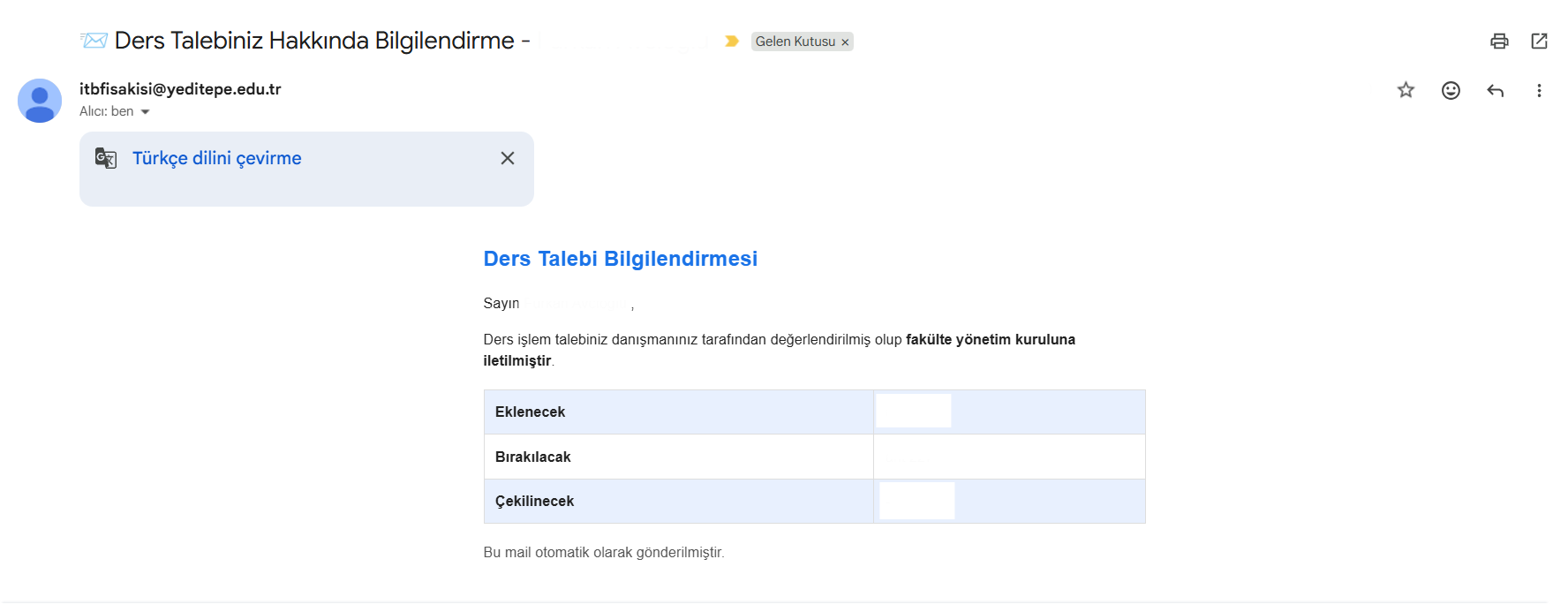 Add-Drop Sonrası Ders Ekleme Bırakma İçin Otomasyon Linki